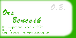 ors bencsik business card